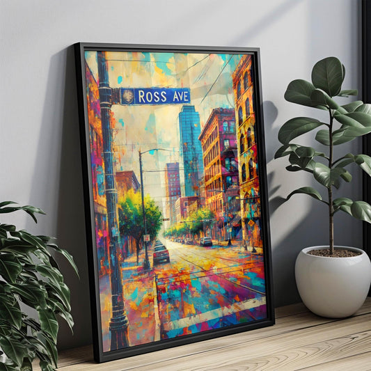 Texas Ross Ave Wall Art Print – Dallas Travel Poster And Texas Gift, Modern Wall Decor for Home & Housewarming Present