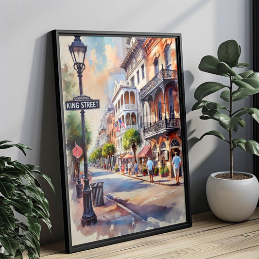 King Street Charleston Print | Historic Cityscape Travel Poster