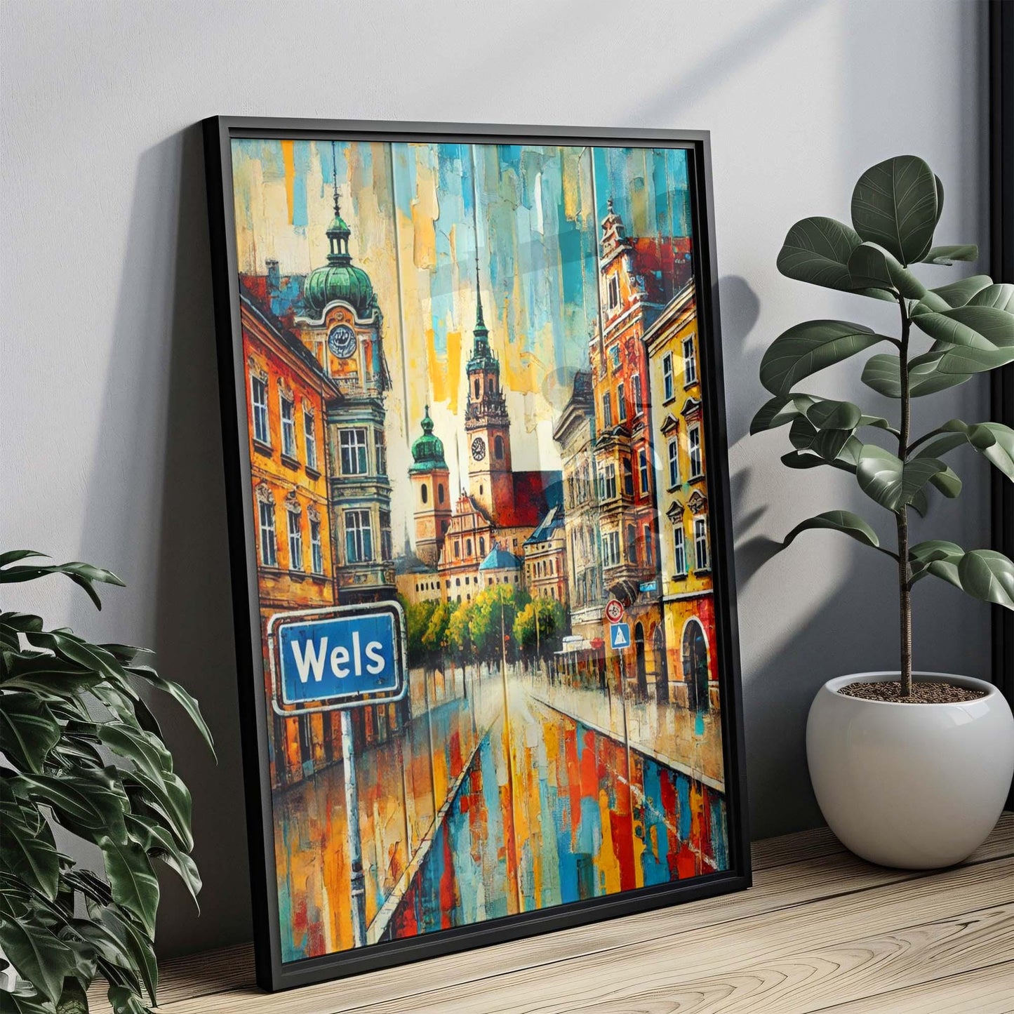 Wels Art Travel Poster, Austria City Wall Art Print, European Artwork, Housewarming Gift, Wels Print, Travel Decor