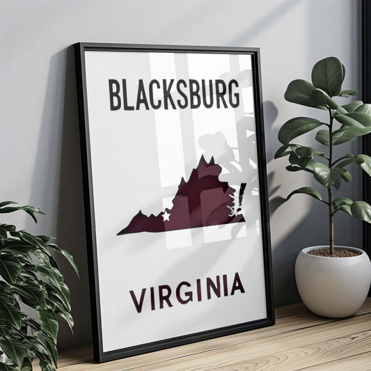 Blacksburg Print Wall Art – Virginia Travel Decor, College Gift & Housewarming VA Poster for Home