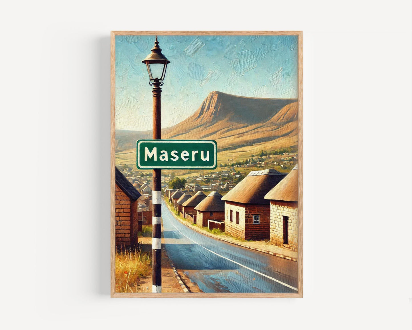 Lesotho Print Travel Poster Wall Art African Souvenir Modern Lesotho Map Design Housewarming Gift Decor