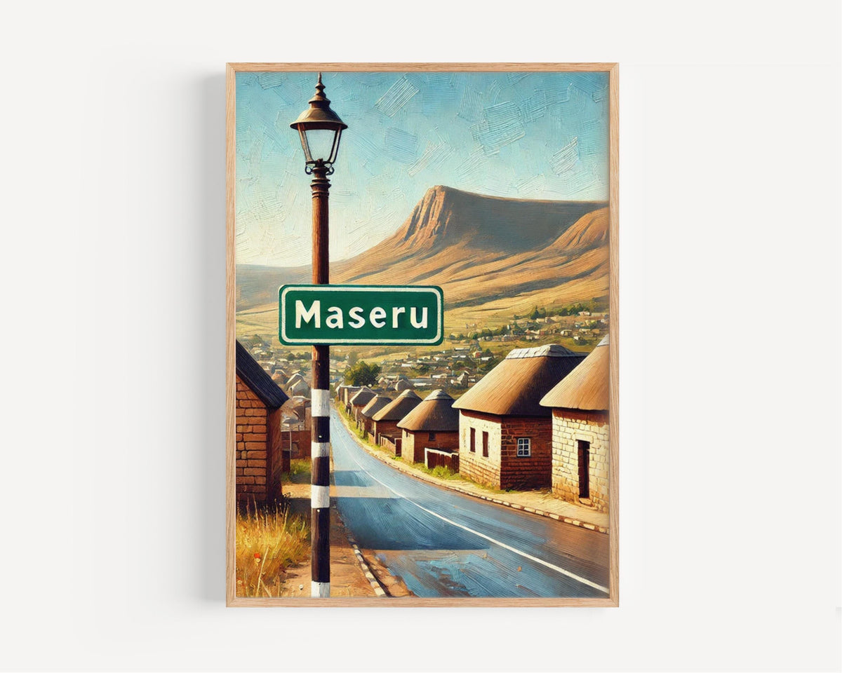 Maseru Map Wall Art Modern - Lesotho