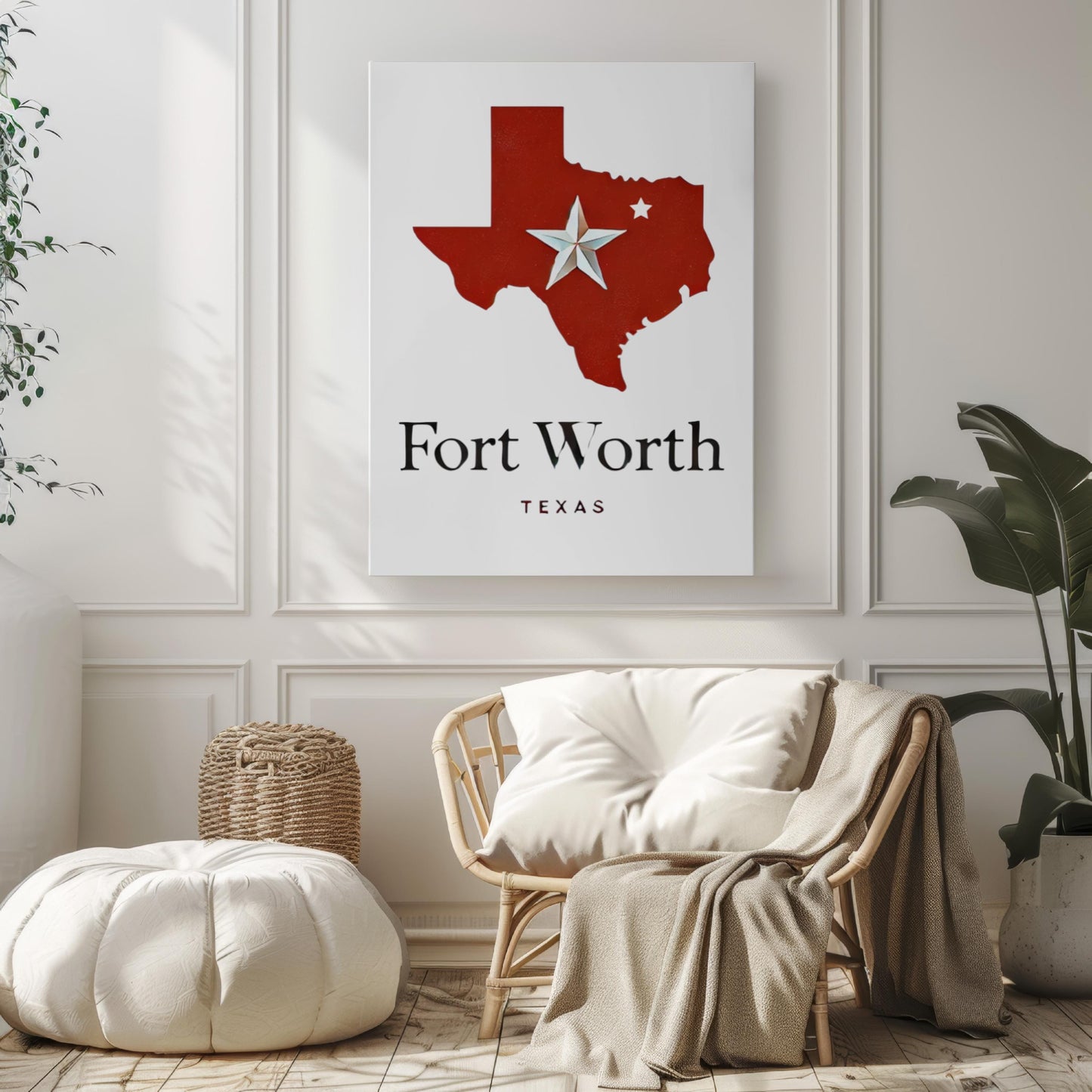 Texas Fort Worth Wall Art Print – Travel Decor, TX Gift, College Dorm & Housewarming Present, Modern Home Decoration