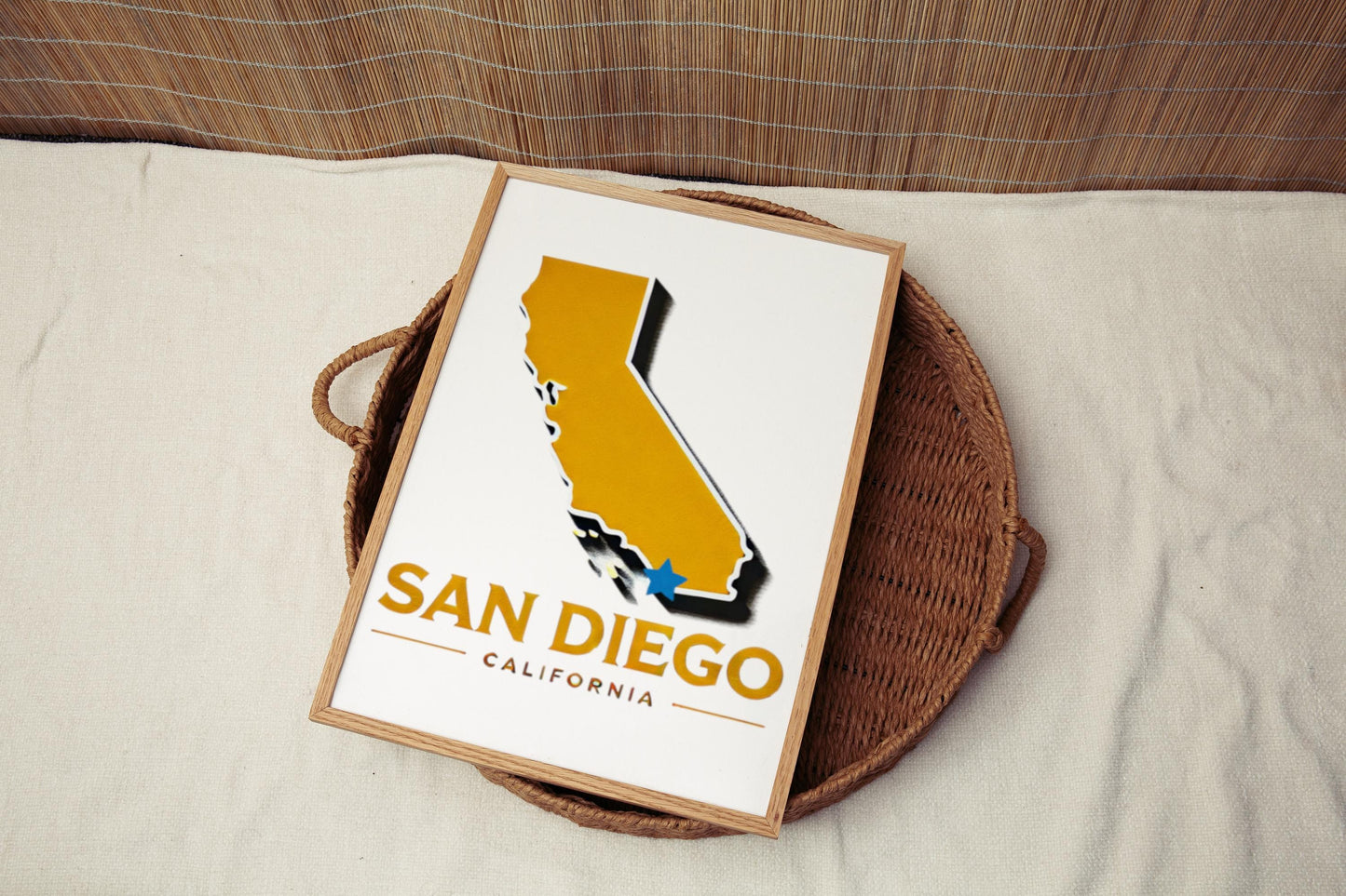 San Diego Wall Art Print, California Travel Decor, Housewarming & College Gift, Coastal Home Decoration, San Diego CA Map Illustration