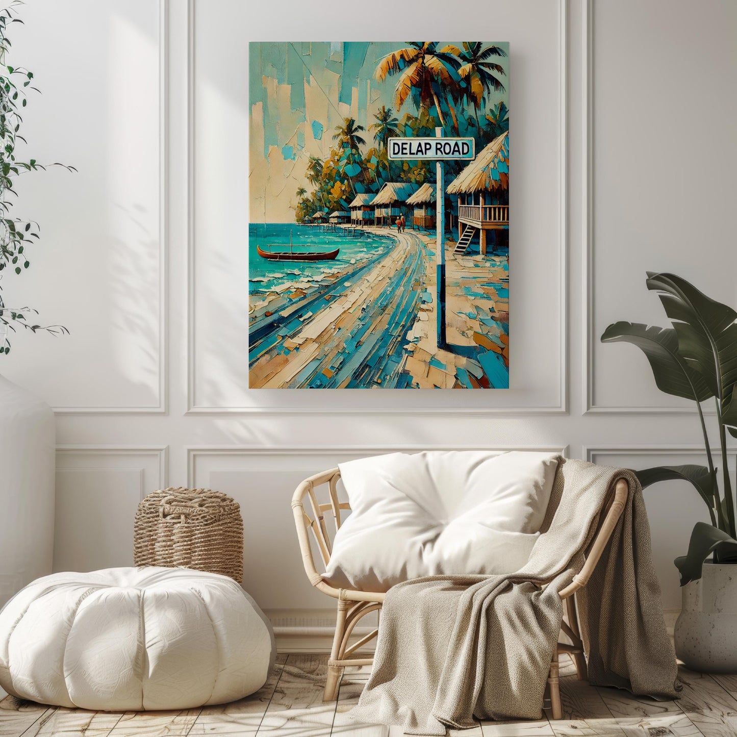 Marshall Islands Art, Delap Road Wall Decor, Majuro Travel Poster, Tropical Home Decor, Island Souvenir, Scenic Street Sign Print