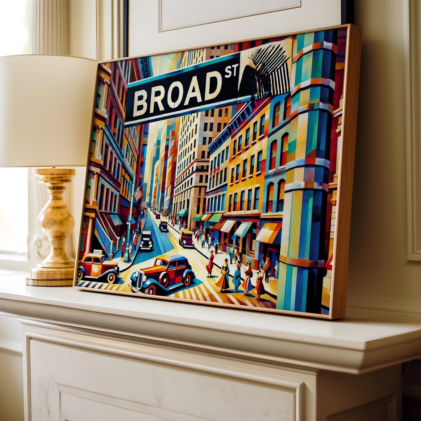 Broad Street Wall Art Cubism Print – Manhattan Financial District Travel Poster & Art Souvenir Gift