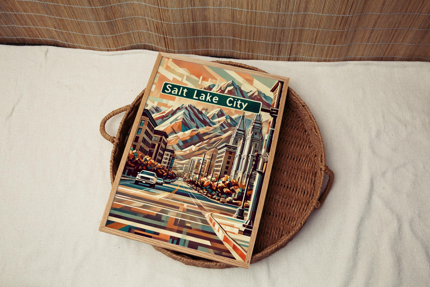 Utah Salt Lake City Wall Art Print, Travel Poster, USA Souvenir & Housewarming Gift, Modern Utah Artwork for Home Decor