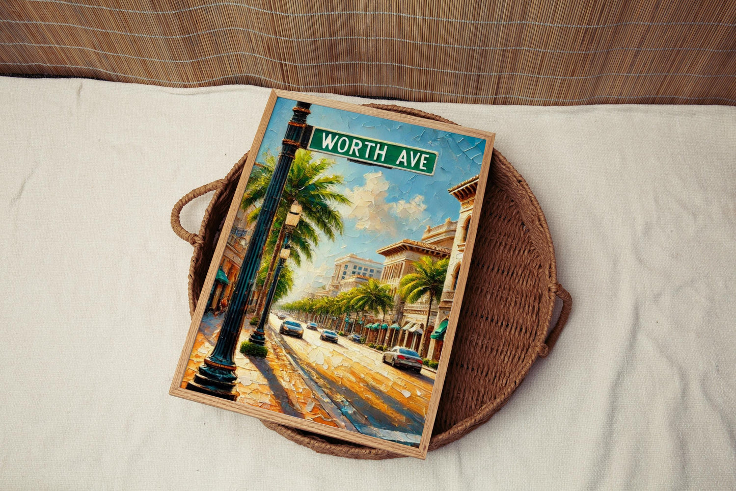 Wall Art Worth Ave Print Palm Beach Florida Travel Poster Florida Artwork Housewarming Gift