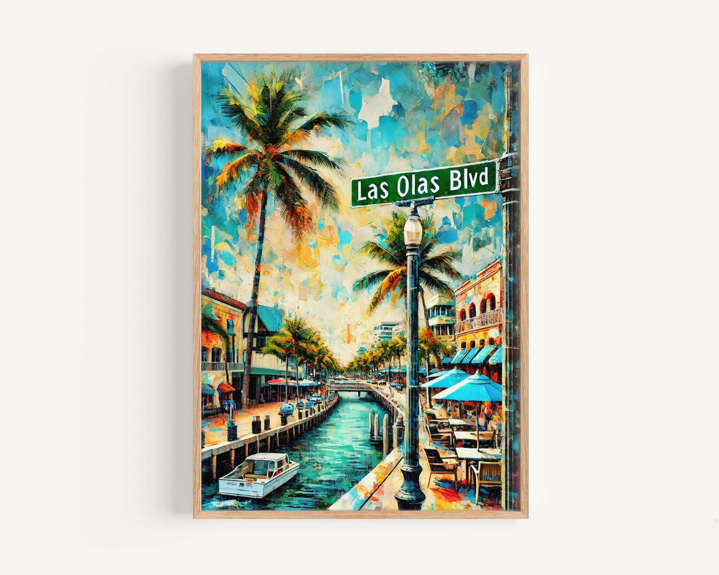 Las Olas Boulevard Wall Art Print, Fort Lauderdale Travel Poster, FL Decor, Housewarming Gift, Beachside Cityscape, Coastal Living Artwork