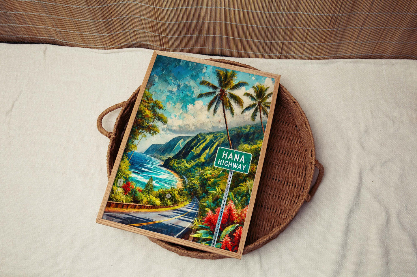 Hana Highway Print Maui Wall Art, Hawaii Travel Poster, Honolulu Gift, Housewarming Decor, Tropical Road Trip Printable Artwork