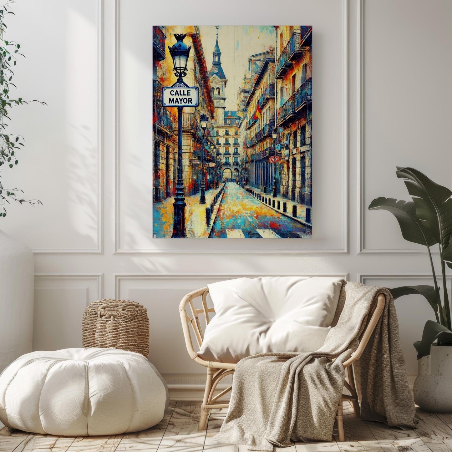 Spain Calle Mayor Wall Art Print, Madrid Travel Poster, Vibrant Spanish Street Scene, Spanish Home Decor & Gift, Housewarming Wall Art