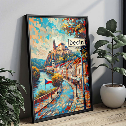 Decín Art Wall Print – Czech Republic Travel Poster, Cityscape Home Decor, Europe Gift & Housewarming Present