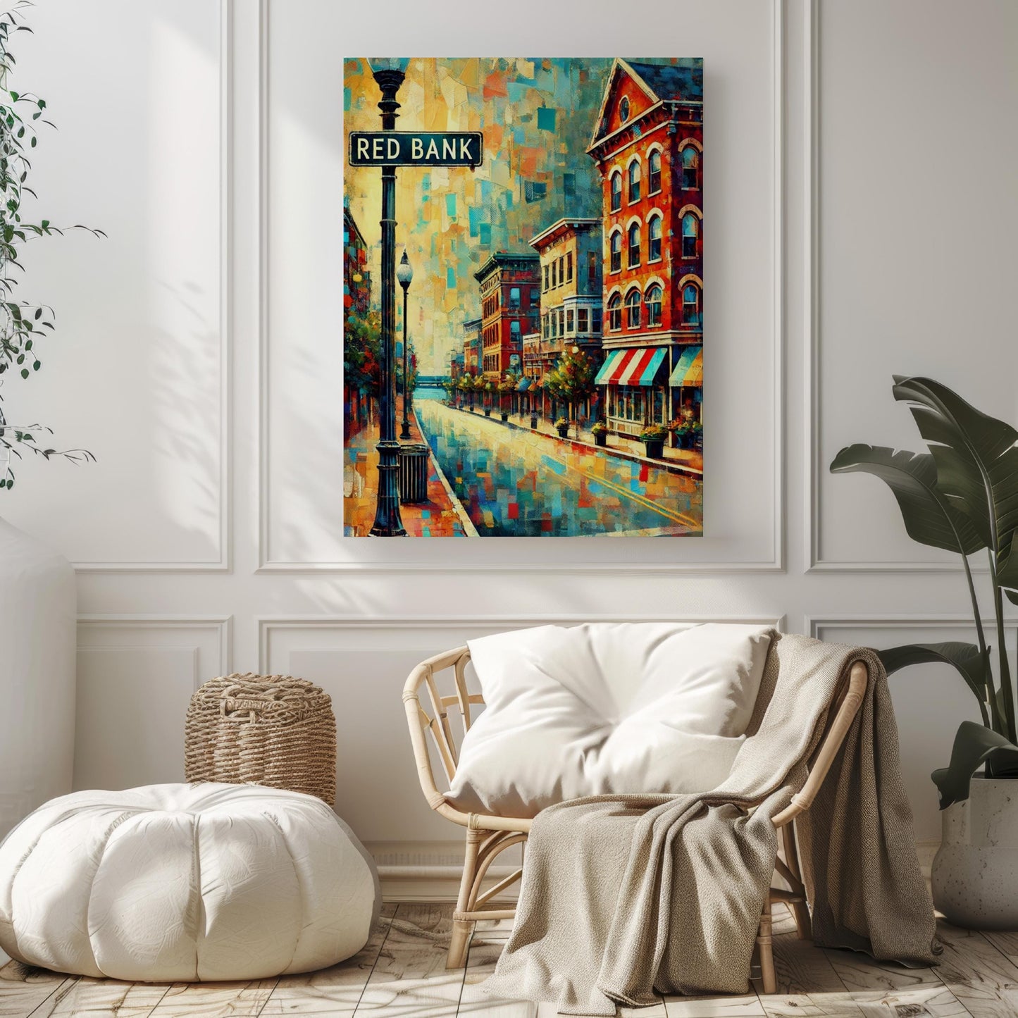 Wall Art Red Bank Print New Jersey Travel Poster Home Decor USA Gift Housewarming American Art