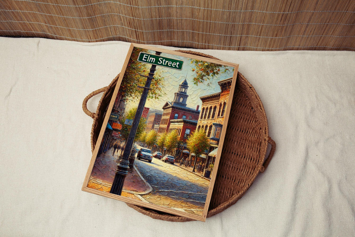 Elm Street Cityscape Print - Manchester, New Hampshire, USA