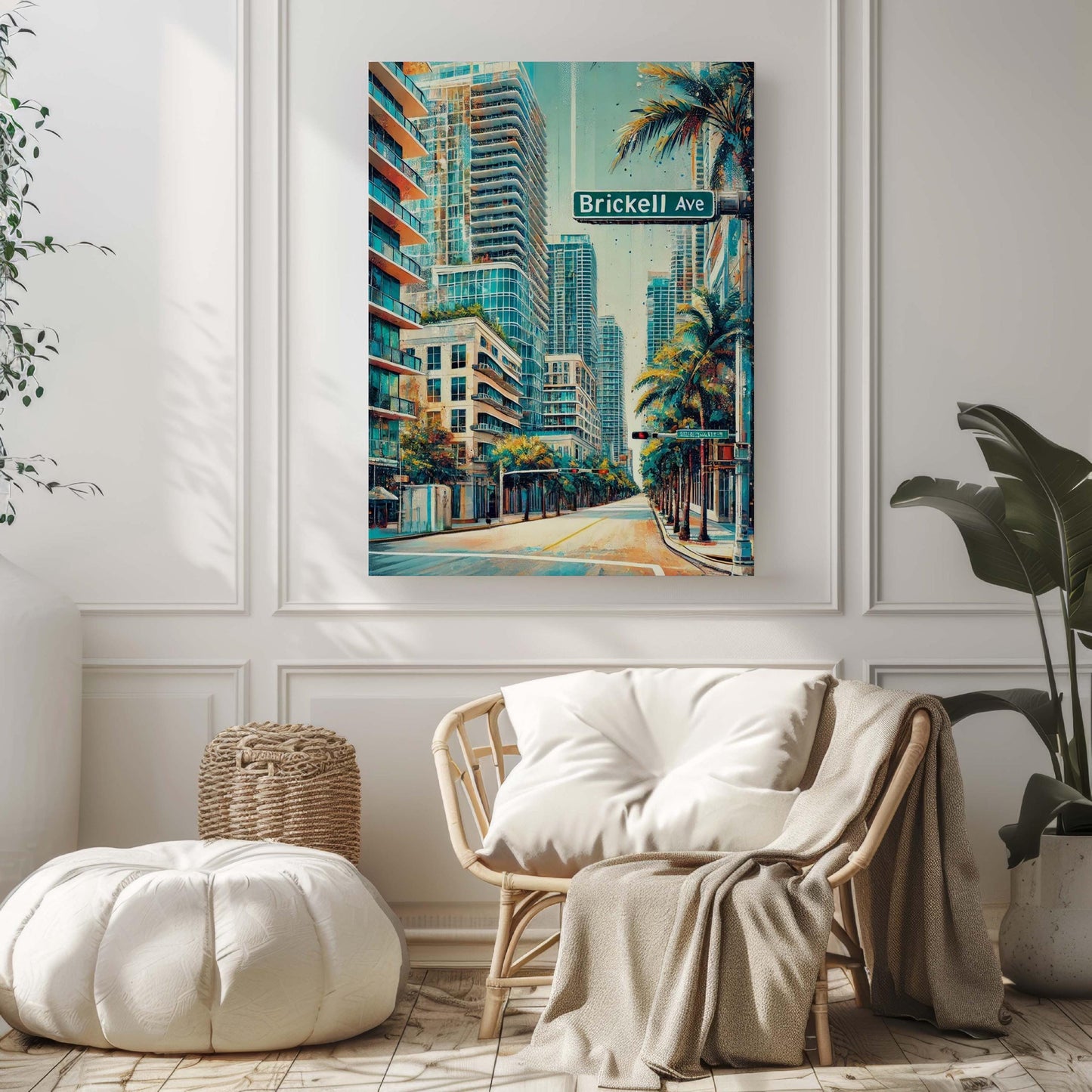 Brickell Ave Print Miami Wall Art, Florida Travel Poster, Modern Brickell Avenue Decor, Housewarming Gift, FL Art, Miami Print