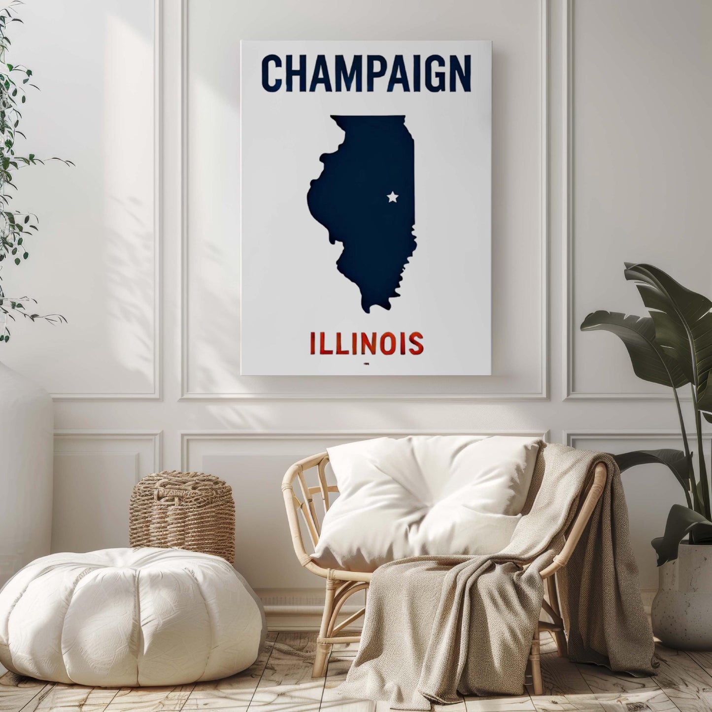 Champaign Print Illinois Wall Art, Travel Home Decor, College & Housewarming Gift, IL Artwork Map Poster