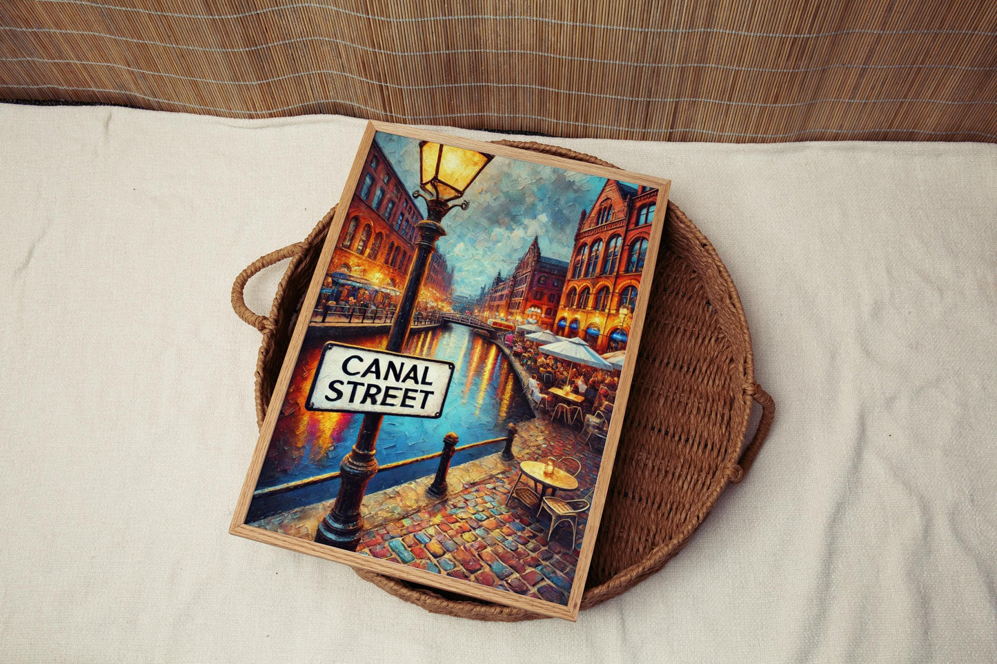 Manchester Canal St Wall Art Print - Travel Poster & England Gift, Manchester Cityscape, Housewarming Decor, UK Travel Art