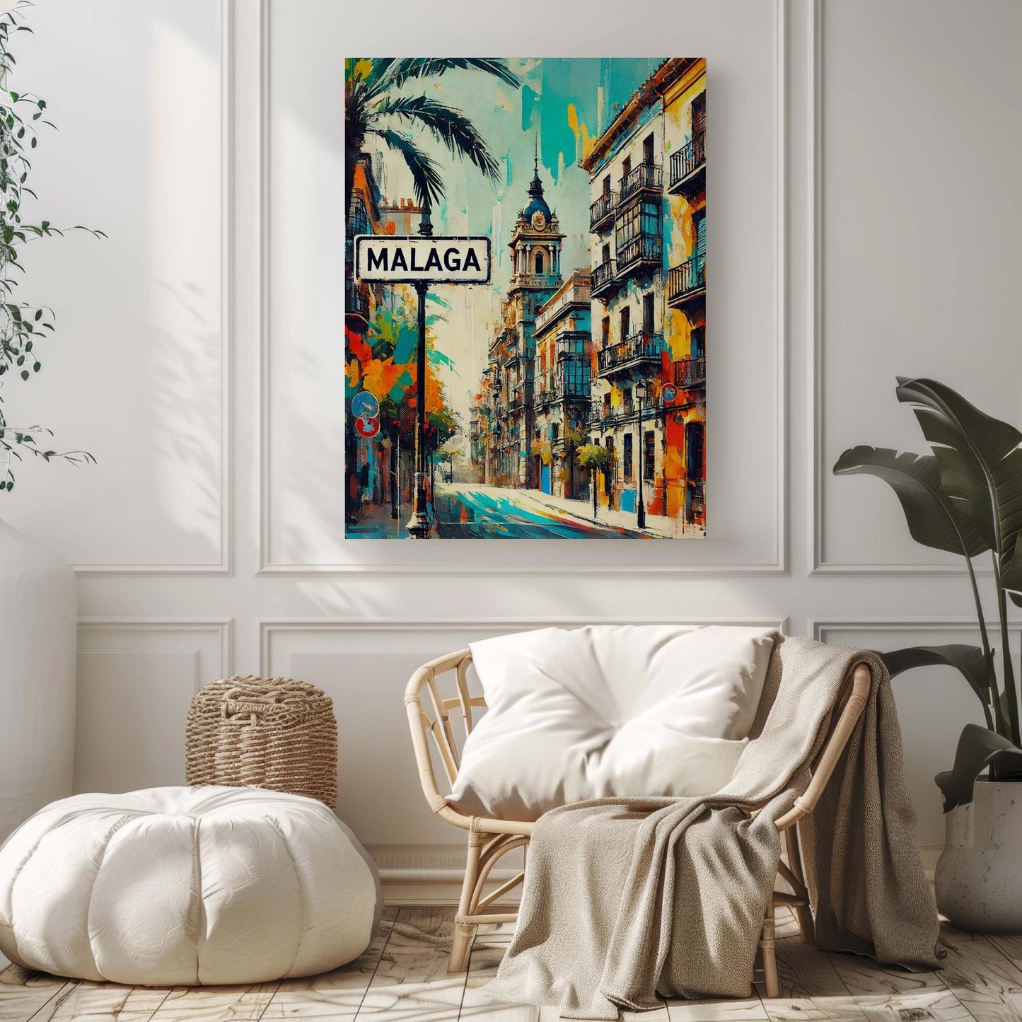 Málaga Print - Malaga Wall Art Travel Poster, Spain City Gift, European Artwork, Housewarming Decor, Malaga Spain Travel Print