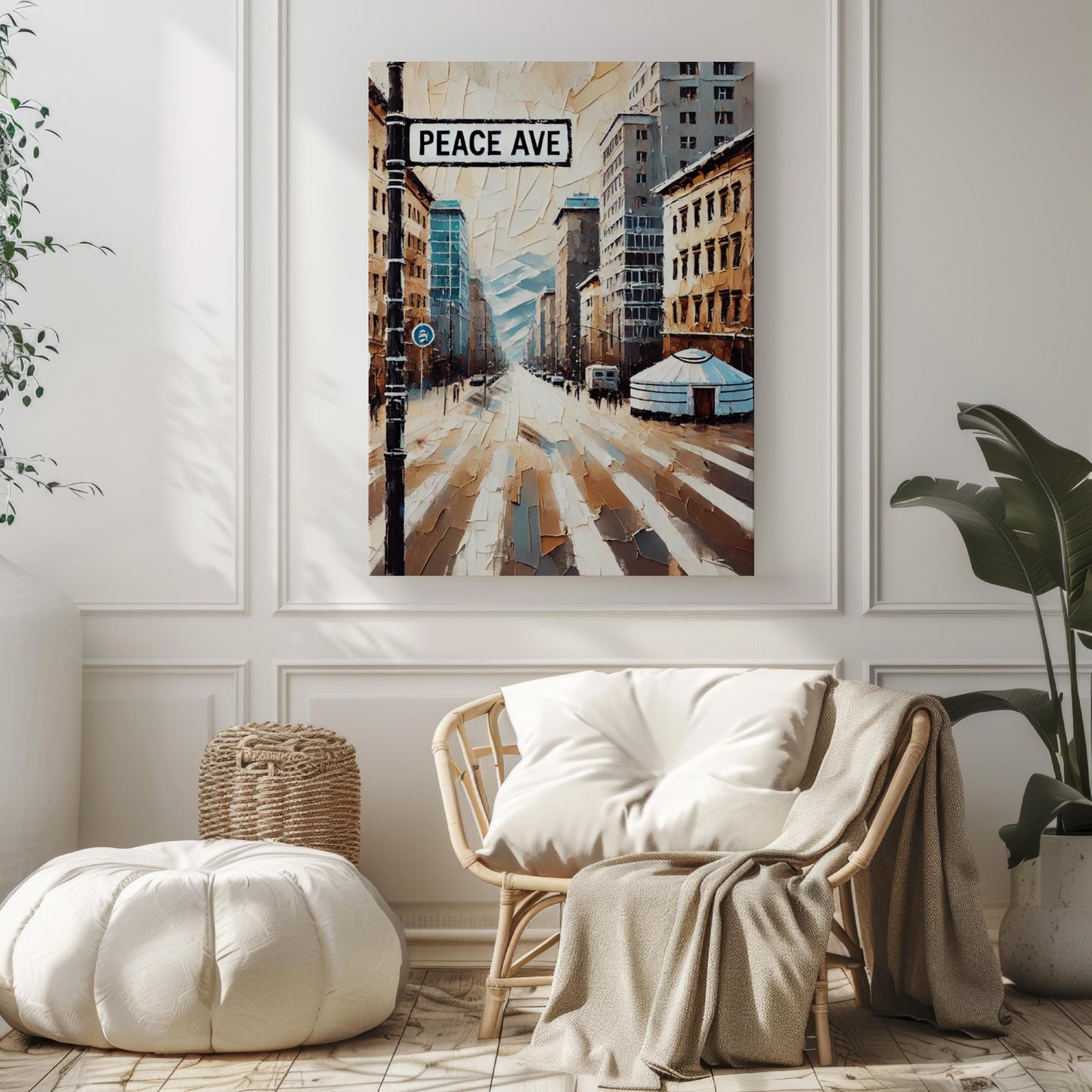 Peace Avenue Wall Art, Mongolia Travel Poster, Ulaanbaatar City Print, Cultural Home Decor, Mongolia Souvenir, Modern Street Sign Artwork
