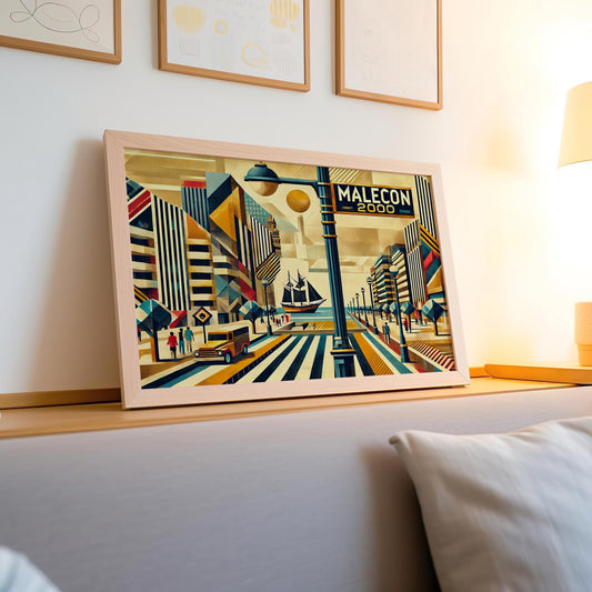 Malecon 2000 Wall Art Print – Guayaquil Ecuador Travel Poster, Housewarming Gift, Ecuadorian Decor, Vibrant Cityscape Illustration