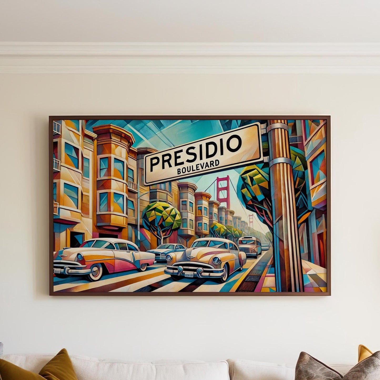 Presidio Boulevard Wall Art San Francisco Cubism Print California Travel Poster Unique Presidio Gift California Art Decor
