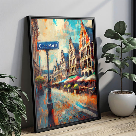 Belgium Oude Markt Wall Art Print – Leuven Travel Poster, Belgium Gift, Housewarming Decor, Belgium Artwork, Travel Print for Home