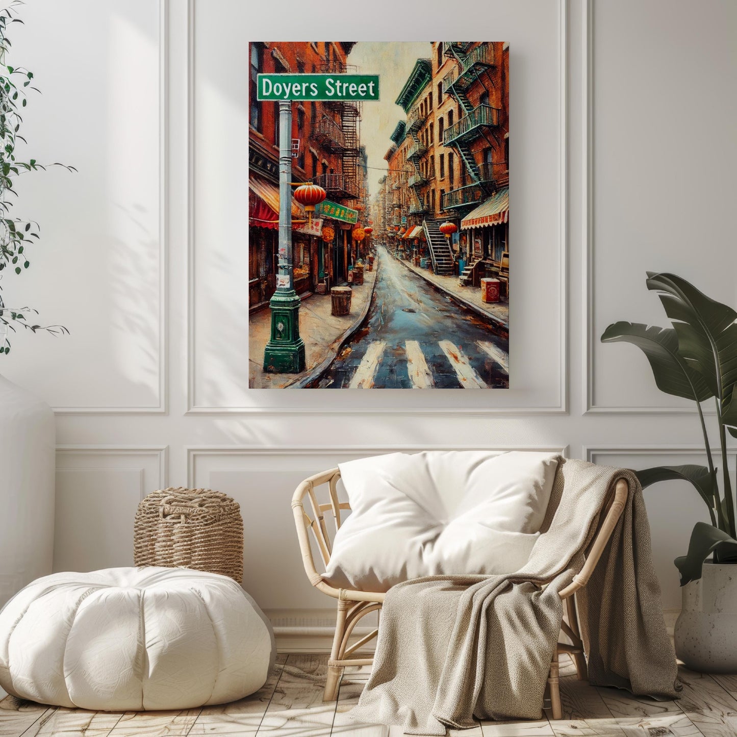 Doyers Street Wall Art Print - Chinatown NYC Travel Poster, Souvenir & Housewarming Gift, Asian Neighborhood Decor