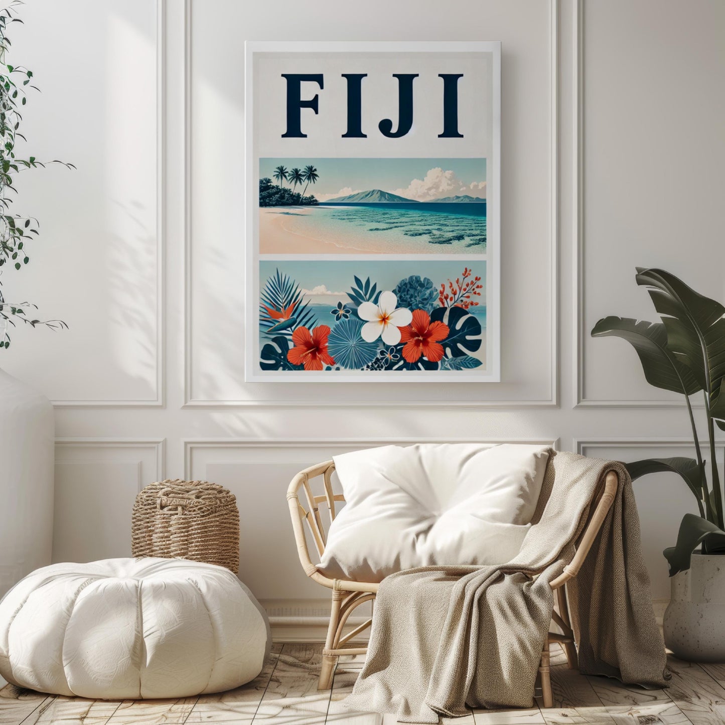 Fiji Wall Art Beach Print, Tropical Travel Decor, Housewarming & College Gift, Coastal Home Artwork, Island Sunset Wall Decor