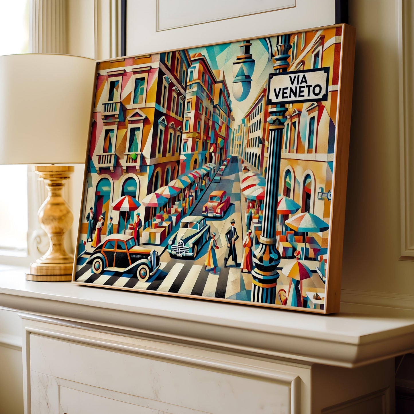 Via Veneto Wall Art Print - Rome Travel Poster, Italy Gift, Italian Souvenir, Housewarming Decor, Italy Art, Via Veneto Italy Travel Print