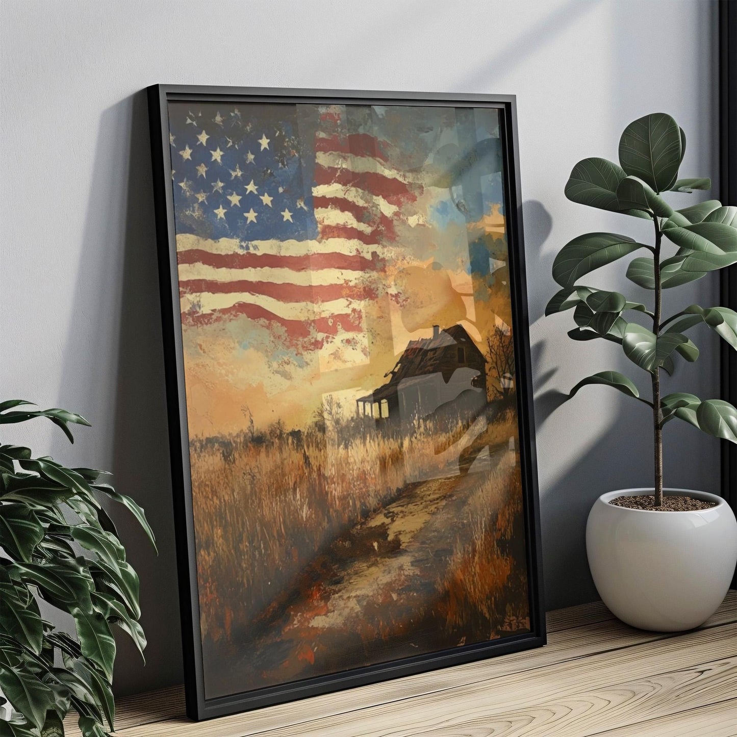American Home Wall Art | Abstract USA Poster | Patriotic United States Decor | American Independence Artwork for Home