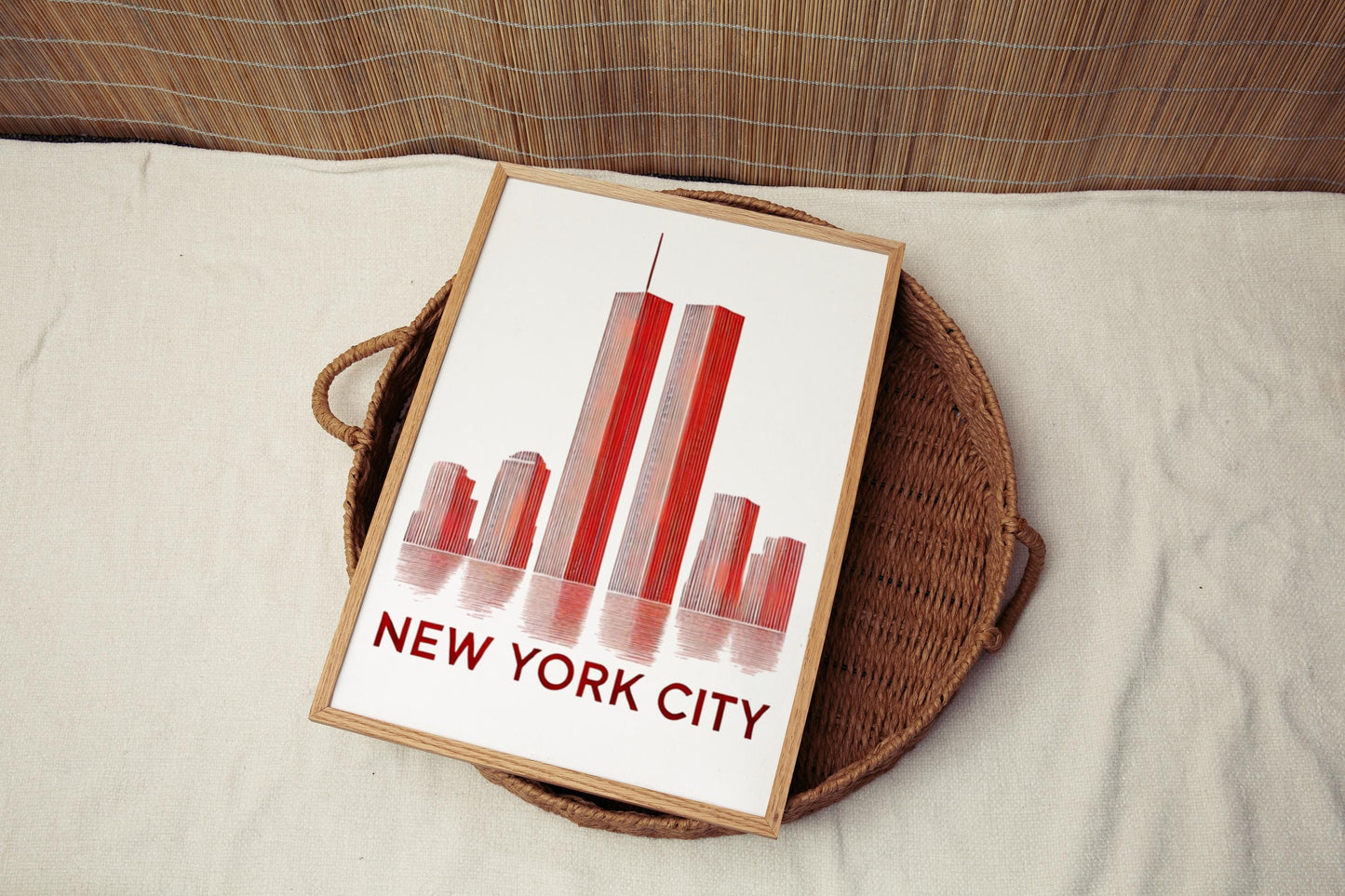 Twin Towers Wall Art Print - NYC Home Decor, New York Gift, Travel Poster, College Dorm Room Artwork, Housewarming Present