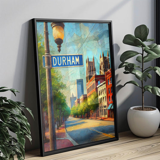 North Carolina Durham Wall Art Print – Travel Poster & Housewarming Gift, USA American Map Art, North Carolina Home Decor