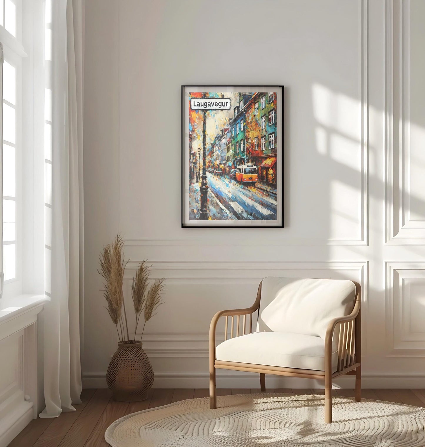 Laugavegur Wall Art Print – Reykjavik Iceland Travel Poster, Scandinavian Home Decor, Icelandic Gift, Housewarming Art, Adventure Map