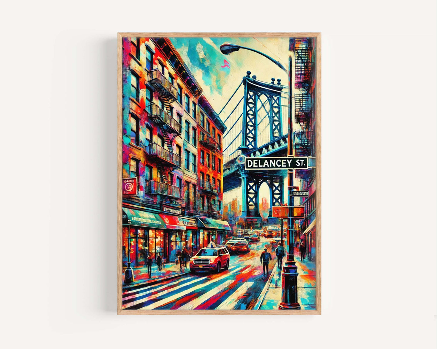 Delancey Street Art Wall Print, Manhattan Travel Poster, NYC Urban Decor, New York City Gift, Housewarming Present, Delancey St NYC Map Art