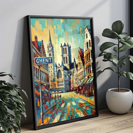 Ghent Art Wall Print – Belgium City Travel Poster, European Artwork, Ghent Home Decor, Housewarming Gift, Stylish Urban Wall Art