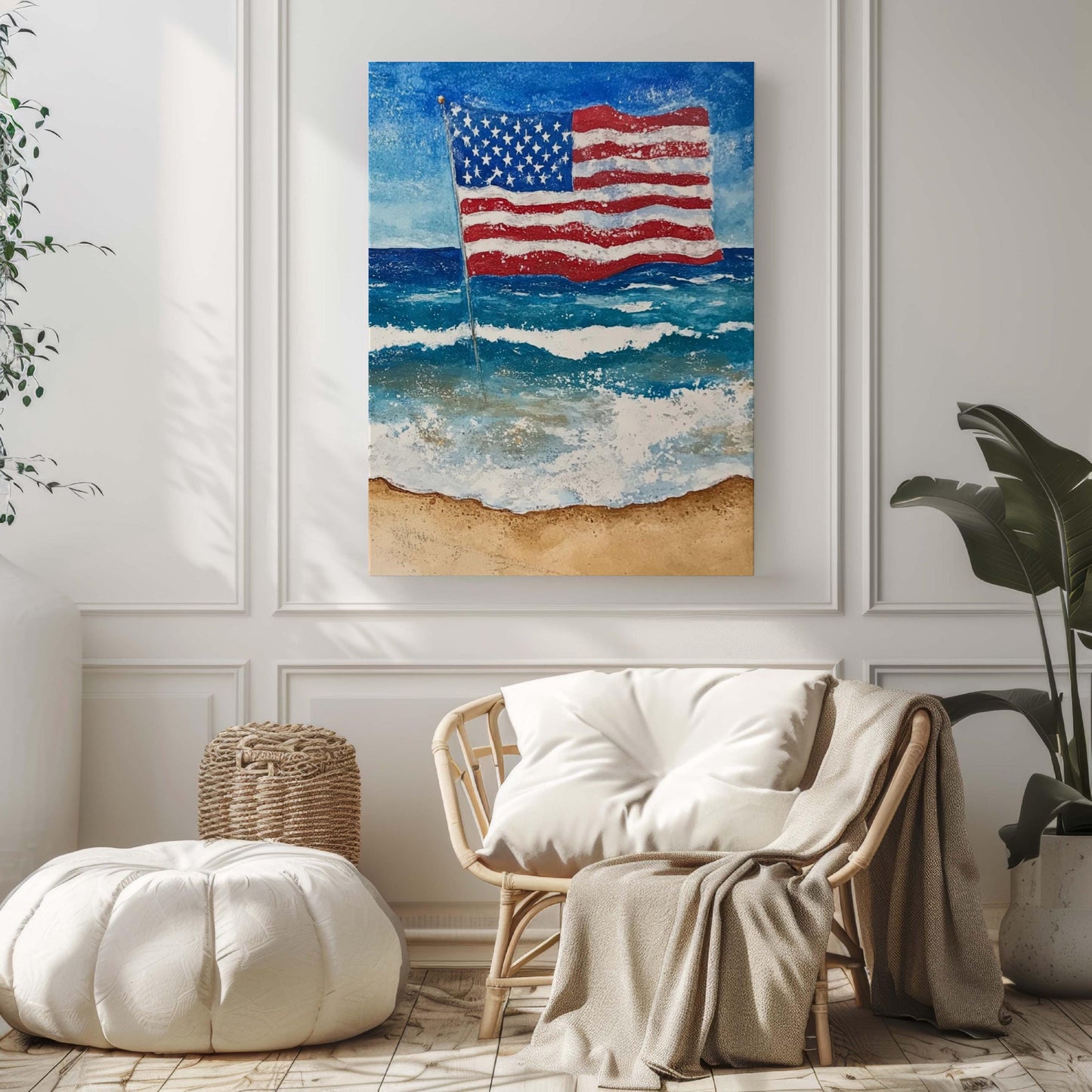 USA Beach Wall Art Patriotic Summer Home Decor Poster for Beach House | United States Art Print
