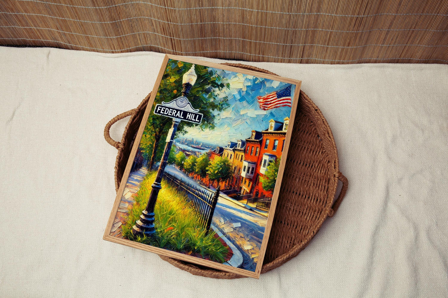 Baltimore Federal Hill Wall Art Print - Maryland Travel Poster, Baltimore Gift & Housewarming Decor
