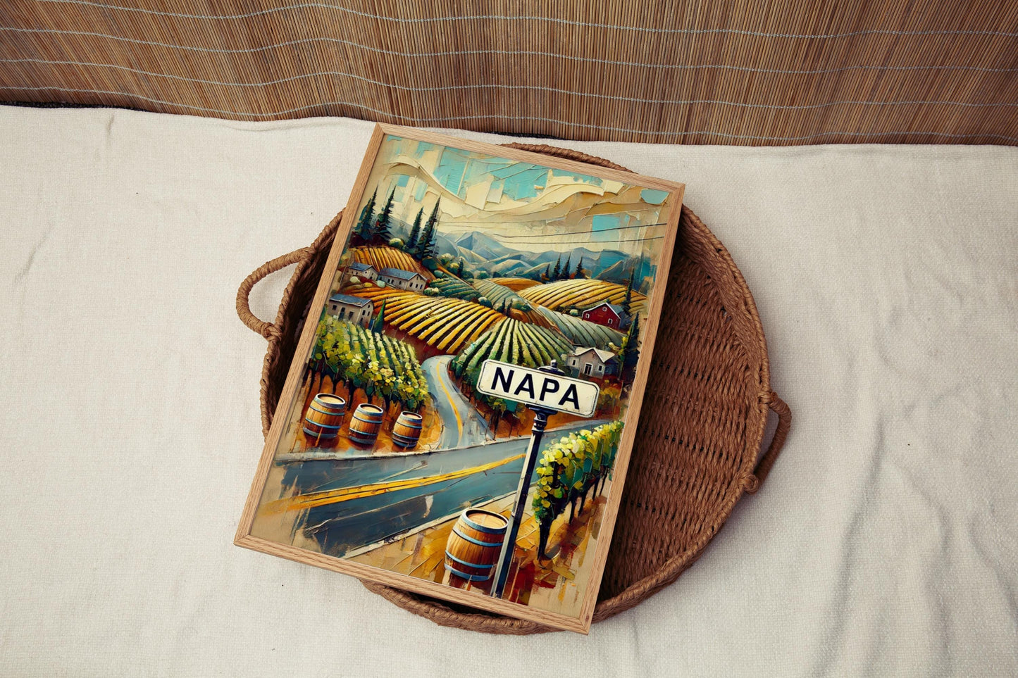 California Napa Wall Art Print, Travel Poster, Cali Decor, Housewarming Gift, US Art, California Gift, Home Decor, Winery Landscape