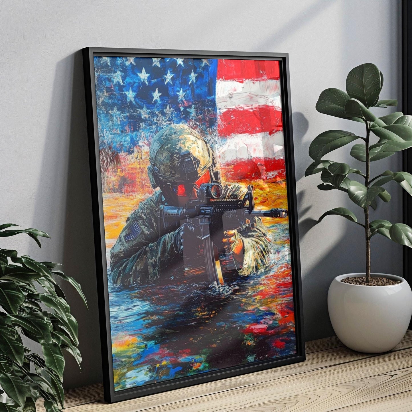 American Sniper Art Print | Abstract Patriotic USA Wall Art | United States Independence Poster for Home Decor