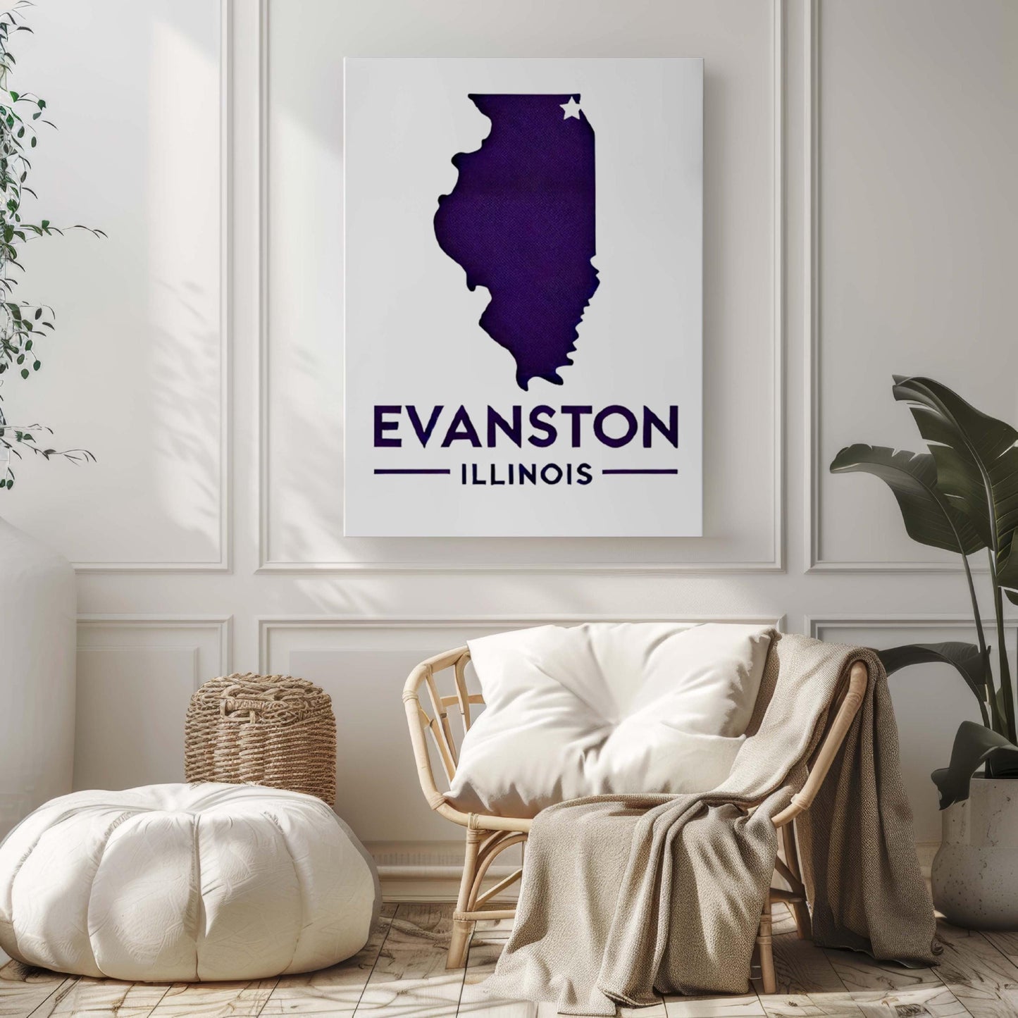 Evanston Print: Illinois Wall Art Travel Decor, College Gift, Housewarming & Home Decoration, Evanston IL Map Poster