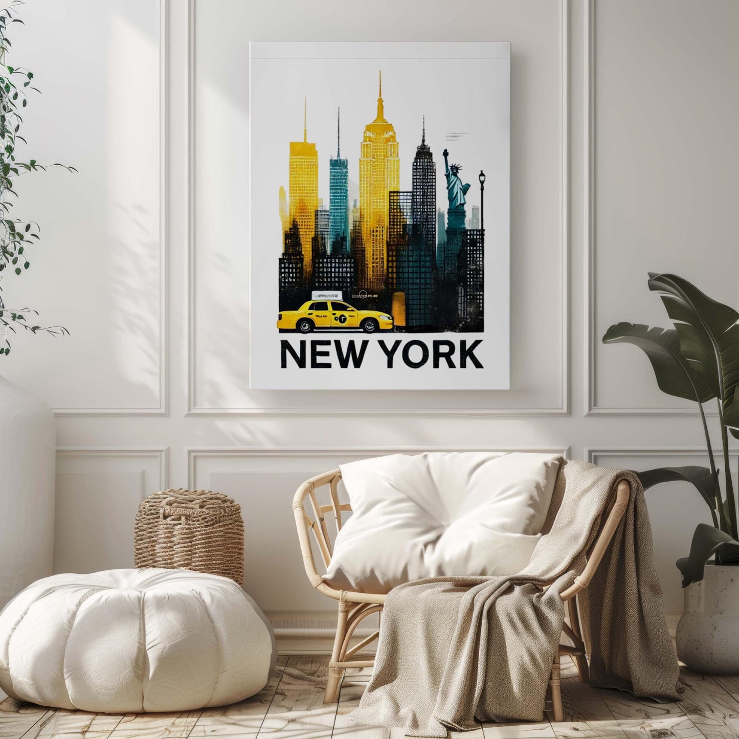 New York Art Wall Print: NYC Skyline Travel Poster, City Decor, New York City Gift for Home, Office, Dorm & Housewarming