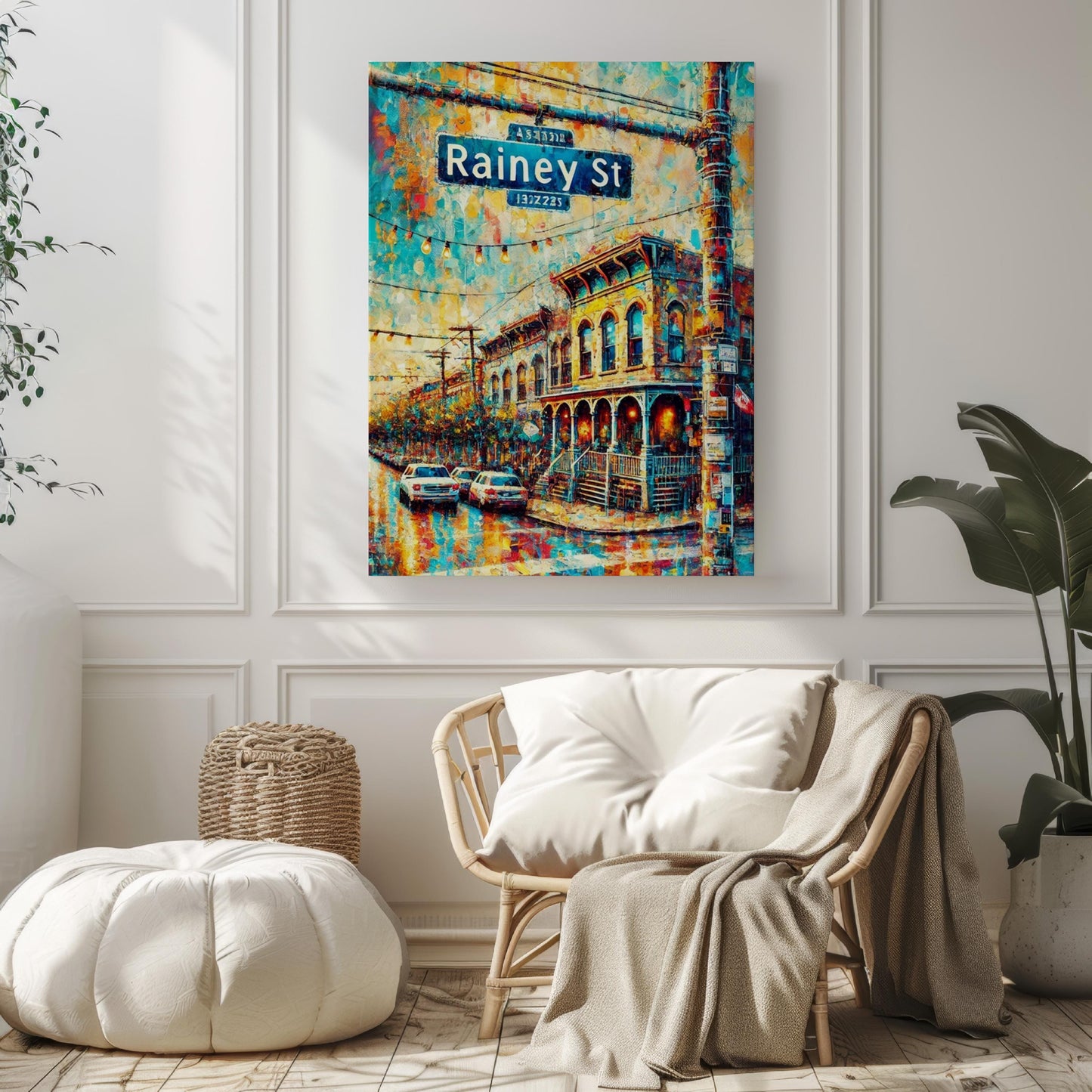 Austin Rainey St Wall Art Print – Travel Poster, Texas Gift, Austin Home Decor, Rainey Street Illustration, Housewarming Present