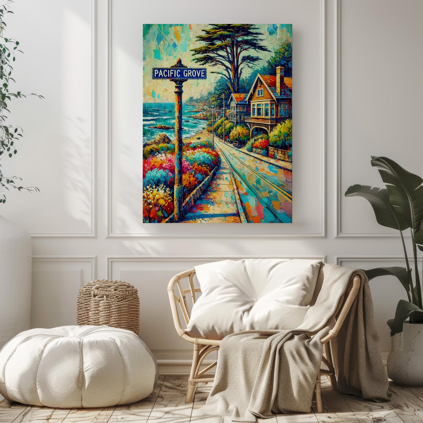 California Pacific Grove Wall Art Print – Coastal Travel Poster, California Gift, Housewarming & American Art Decor