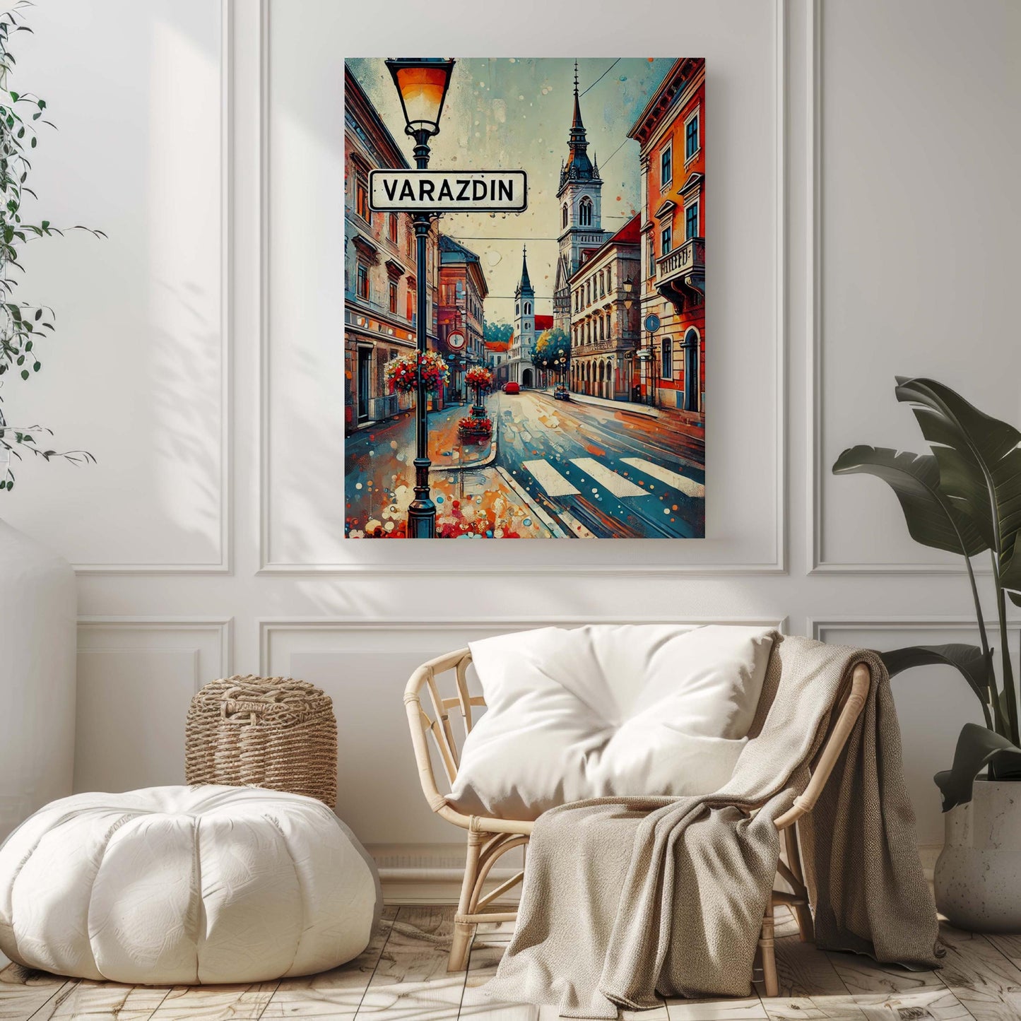 Varazdin Wall Art Print - Croatian City Travel Poster, Europe Art Gift, Housewarming Decor, Varazdin Map Illustration, Croatia Travel Print