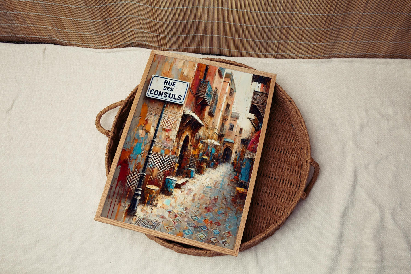Rue des Consuls Wall Art, Morocco Street Scene, Rabat Print, Cultural Home Decor, Travel Gift, Morocco Souvenir, Vibrant City Artwork