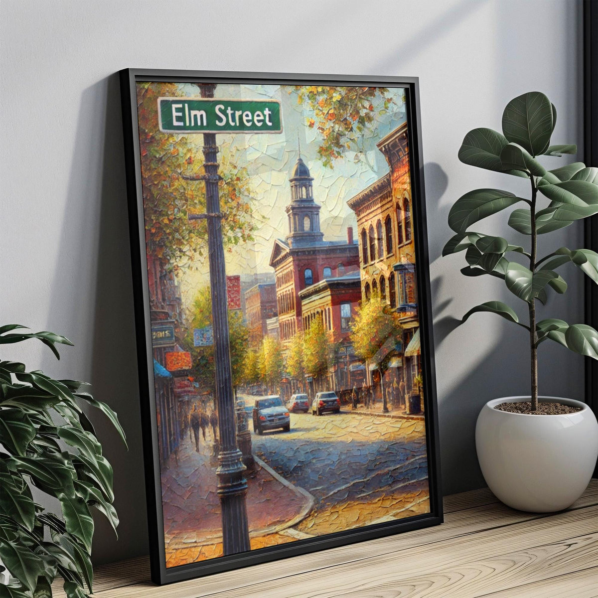 Elm Street Cityscape Print - Manchester, New Hampshire, USA