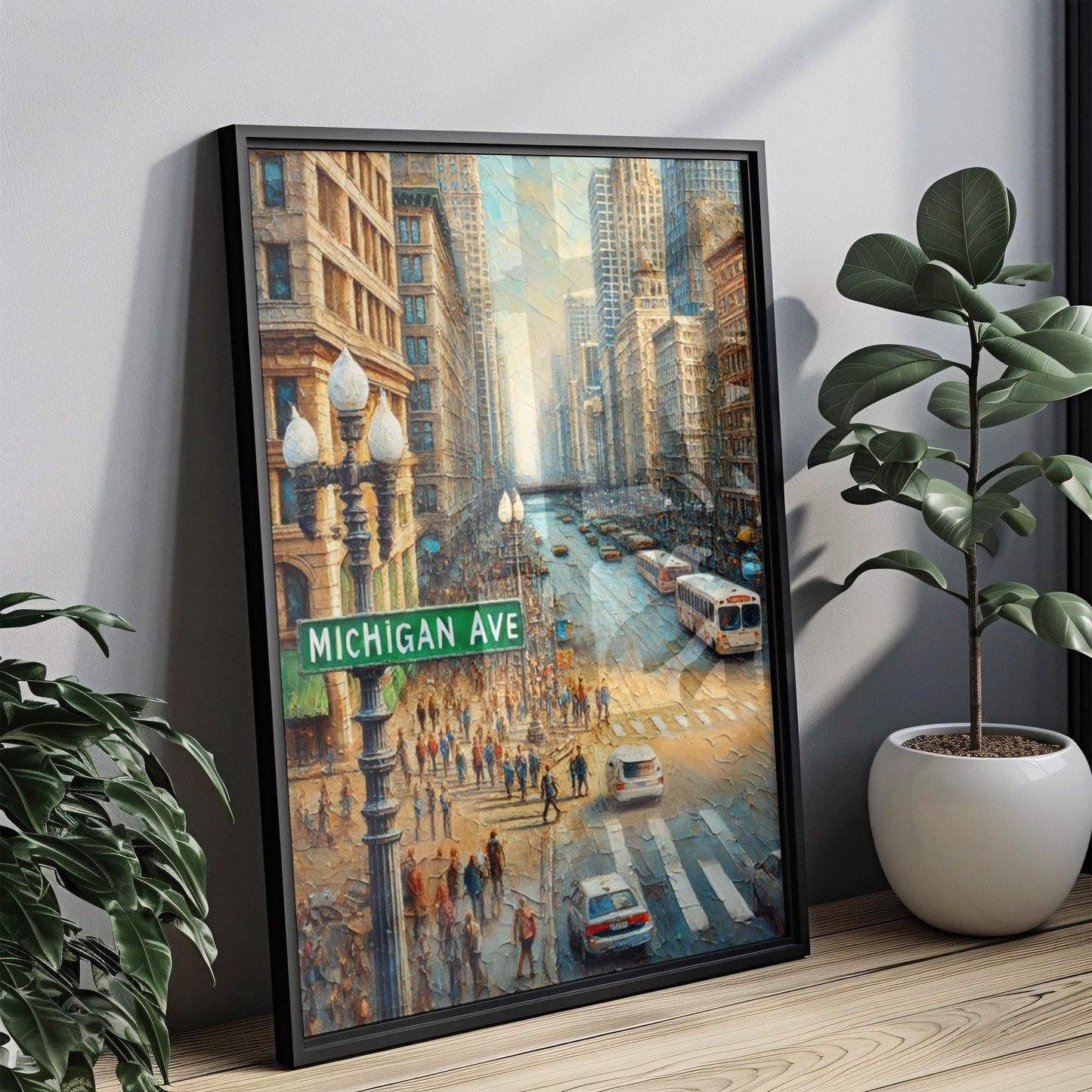 Chicago Michigan Ave Wall Art Print - Travel Poster, Illinois Gift, Chicago Decor, Housewarming & Cityscape Art, Perfect for Home or Office