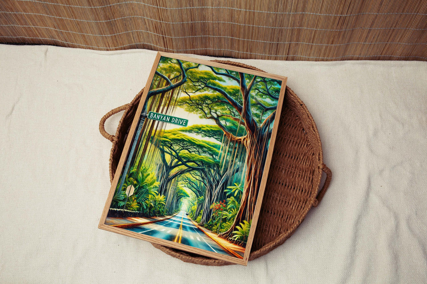 Banyan Drive Print - Hilo Hawaii Wall Art, Big Island Travel Poster, Tropical Home Decor, Housewarming Gift, Hawaii Beach Landscape