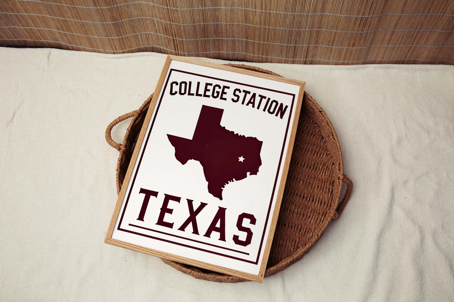 College Station Wall Art Texas Print Travel Home Decor Texas Gift Housewarming College Wall Decor TX Map