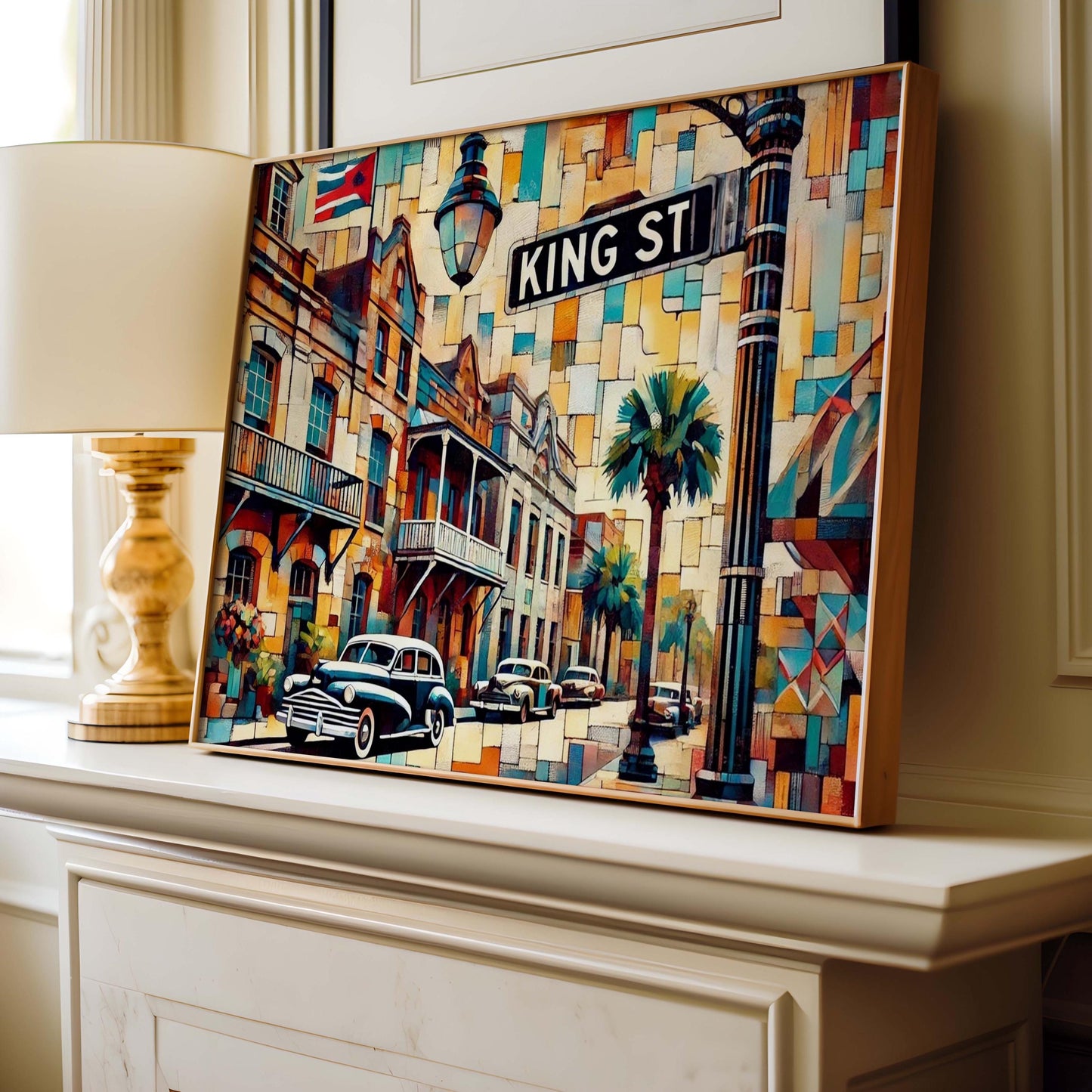 King Street Wall Art Charleston Cubism Print, Travel Poster, Modern Housewarming Gift, Charleston Gift, Unique Travel Print Decor